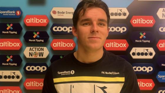 En fornøyd matchvinner etter 1-0 seieren mot Sandefjord Hugo Vetlesen ble tungen på vektskålen for Bodø/Glimt mot Sandefjord. Dette betyr at gultrøyene har en luke på sju poeng ned til Molde.